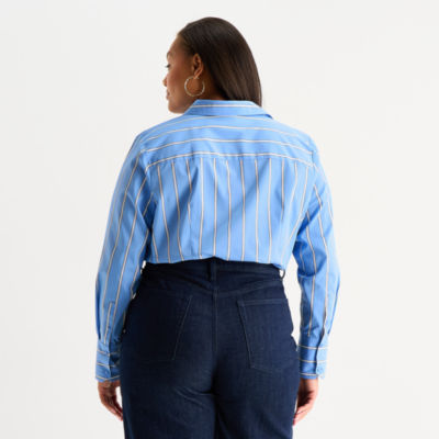 Worthington Womens Plus Long Sleeve Blouse