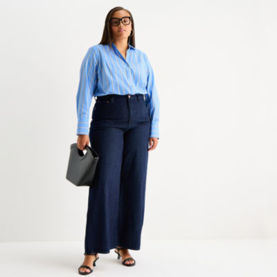 Worthington Womens Plus Long Sleeve Blouse