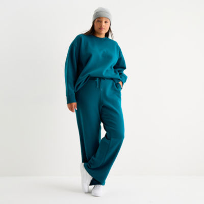Xersion Womens Oversized Super Soft Fleece Crewneck Sweatshirt Plus