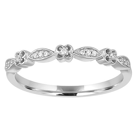 Womens Diamond Accent Natural White Diamond 10K Gold Wedding Band, 8, White