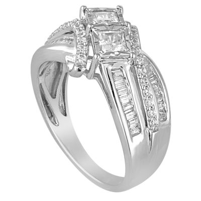 Love Lives Forever Womens 1 CT. T.W. Natural White Diamond 10K Gold Bypass  Engagement Ring