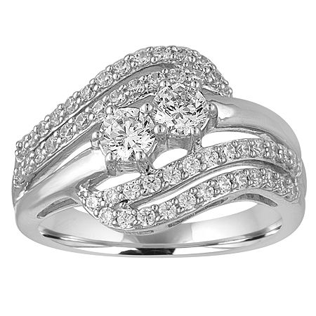 Two Forever Womens 1 CT. T.W. Natural White Diamond 10K Gold Engagement Ring, 7, White