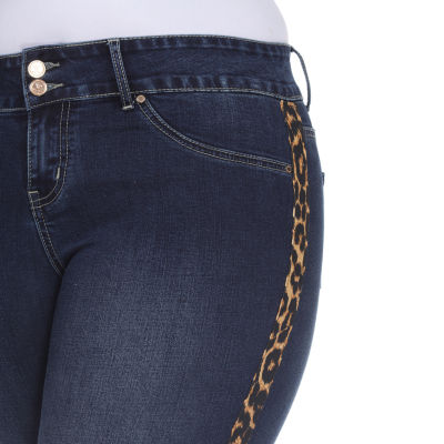 White Mark Womens Plus Mid Rise Stretch Fabric Skinny Fit Jegging Jean