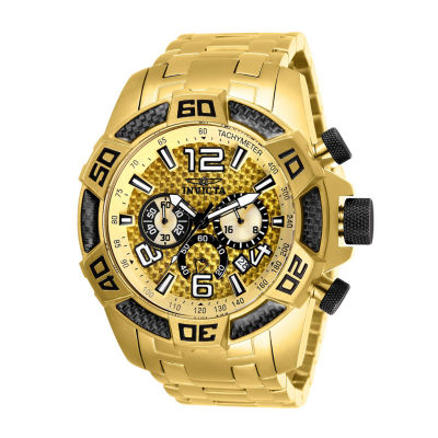 Invicta Pro Diver Mens Chronograph Gold Tone Stainless Steel Bracelet Watch 25854