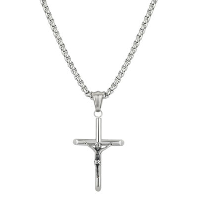 J.P. Army Men's Jewelry Stainless Steel 22 Inch Link Cross Pendant