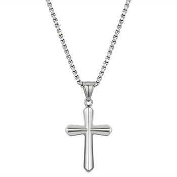 Stainless Steel Cross Pendant Men's 22in Necklace Stainless Steel Cross Pendant Men's 22in Necklace