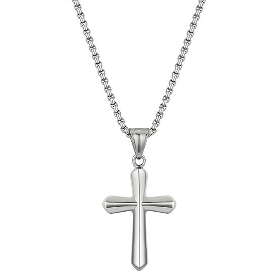J.P. Army Men's Jewelry Stainless Steel 22 Inch Link Cross Pendant Necklace