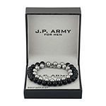 J.P. Army Men's Jewelry Agate Stainless Steel 8 1/2 Inch Beaded Bracelet