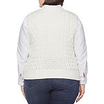 St. John's Bay Plus Womens V Neck Sleeveless Pullover Sweater