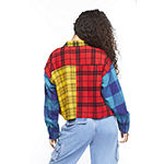 Forever 21 Juniors Mixed Plaid Cropped Womens Long Sleeve Flannel Shirt