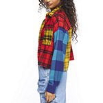 Forever 21 Juniors Mixed Plaid Cropped Womens Long Sleeve Flannel Shirt