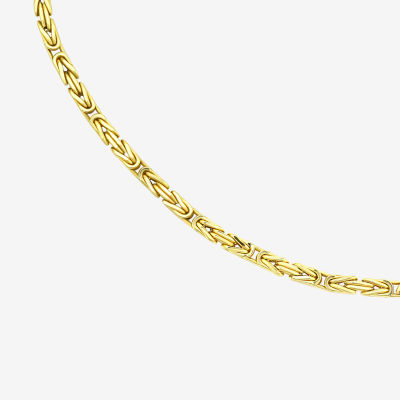 Made in Italy 18K Gold 20 Inch Hollow Byzantine Chain Necklace