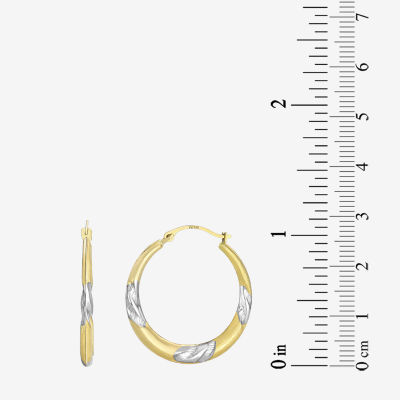 14K Two Tone Gold 26mm Round Hoop Earrings