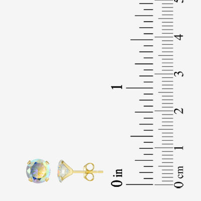 White Cubic Zirconia 10K Gold 7mm Stud Earrings