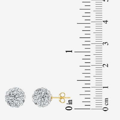 White Crystal 10K Gold 10mm Ball Stud Earrings