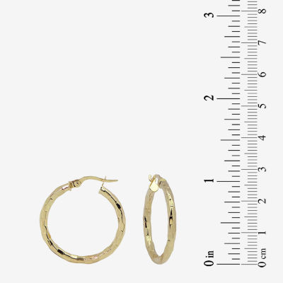 14K Yellow Gold 25mm Diamond-Cut Hoop Earrings