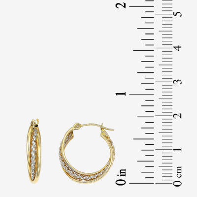 14K Two-Tone Gold 16mm Interlocking Twisted Hoop Earrings