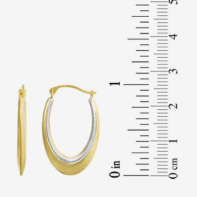 Womens 10K Two Tone Gold 14K Gold 25mm Hoop Earrings