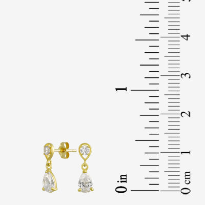 White Cubic Zirconia 14K Gold Drop Earrings