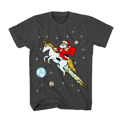 Mens Crew Neck Short Sleeve Christmas Graphic T-Shirt