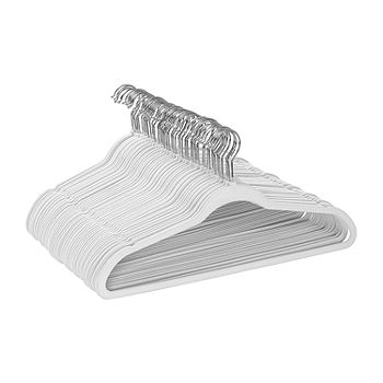 White Slim-Profile Non-Slip Velvet Hangers (25-Pack)