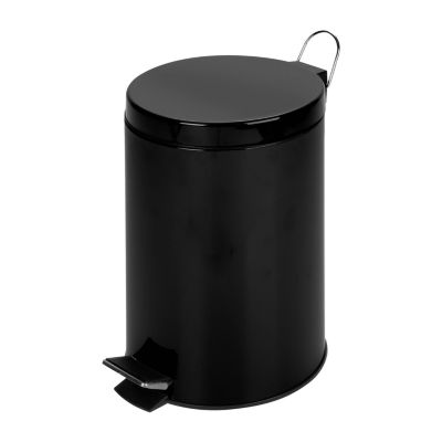 Honey-Can-Do Black Steel 12l Round Step Trash Can