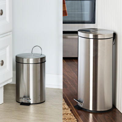 Honey-Can-Do Silver Stainless Steel 30l And 3l Step 2-pc. Trash Can