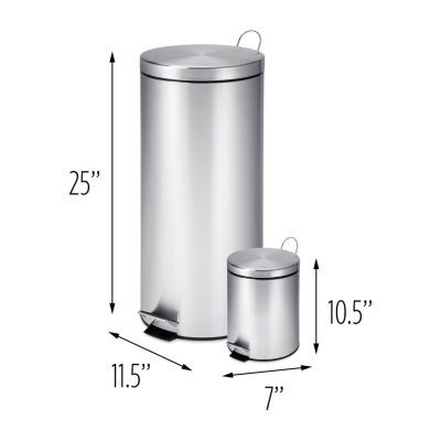 Honey-Can-Do Silver Stainless Steel 30l And 3l Step 2-pc. Trash Can