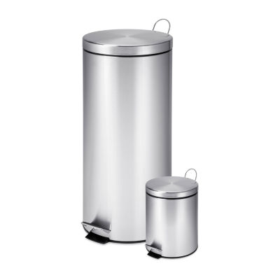 Honey-Can-Do Silver Stainless Steel 30l And 3l Step 2-pc. Trash