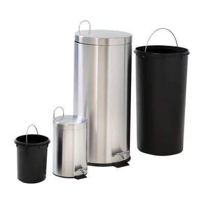 Honey-Can-Do Silver Stainless Steel 30l And 3l Step 2-pc. Trash Can