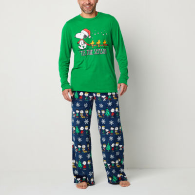 Family Mens Peanuts Snoopy Crew Neck Long Sleeve 2 pc. Pant Pajama Set