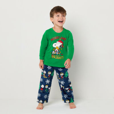 Peanuts Snoopy Toss Print Long Sleeve Hoodie & Wide Leg Pant Pajama Set