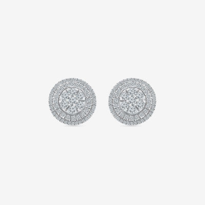 Diamond Blossom 1 CT. T.W. Natural White Diamond 10K White Gold 12mm Stud Earrings