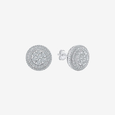 Diamond Blossom 1 CT. T.W. Natural White Diamond 10K White Gold 12mm Stud Earrings