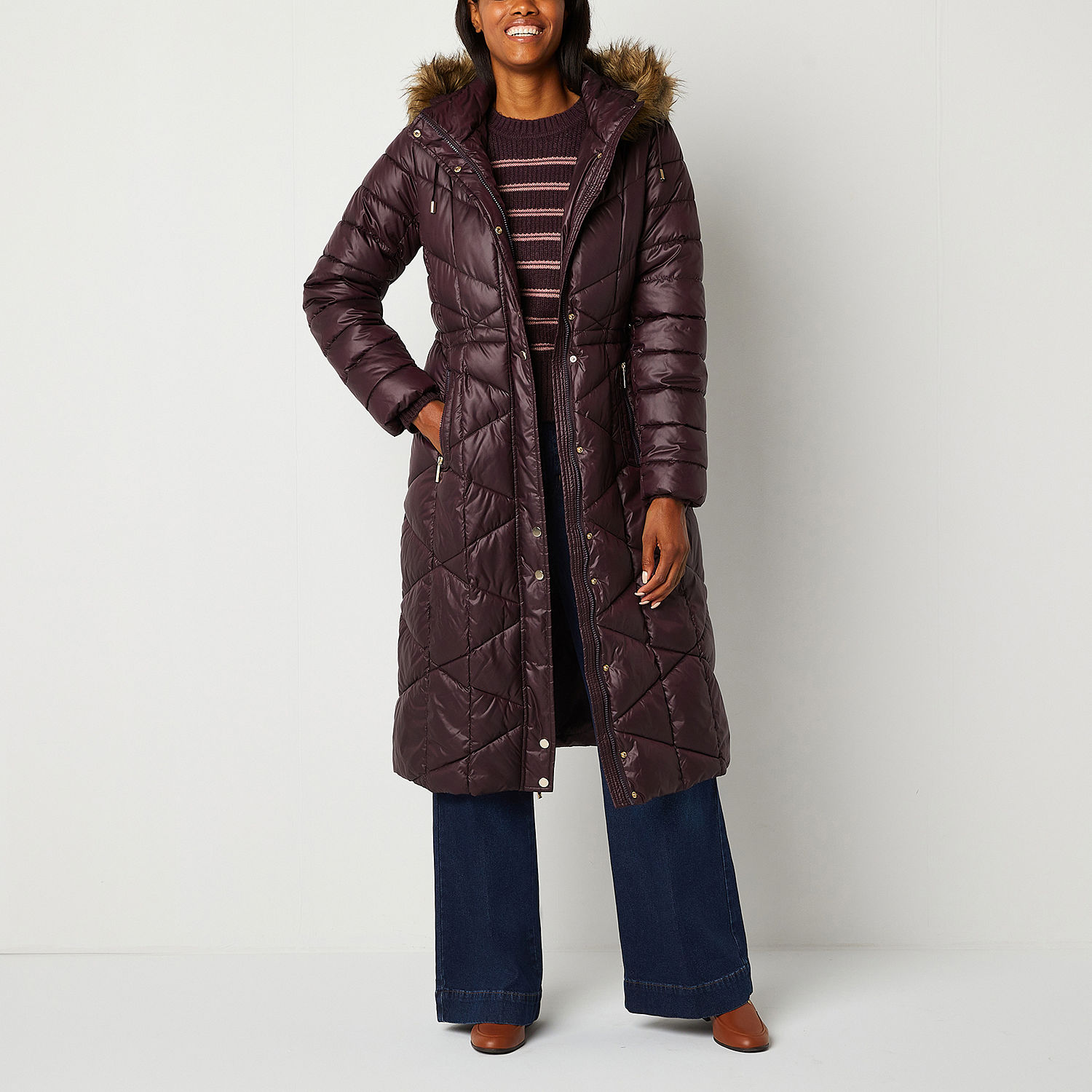 Liz Claiborne Womens Lined Heavyweight Quilted Jacket - JCPenney