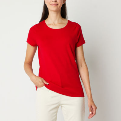 St. John's Bay Womens Crew Neck Short Sleeve T-Shirt