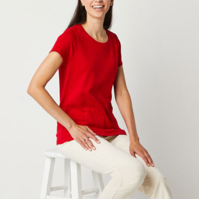 St. John's Bay Womens Crew Neck Short Sleeve T-Shirt