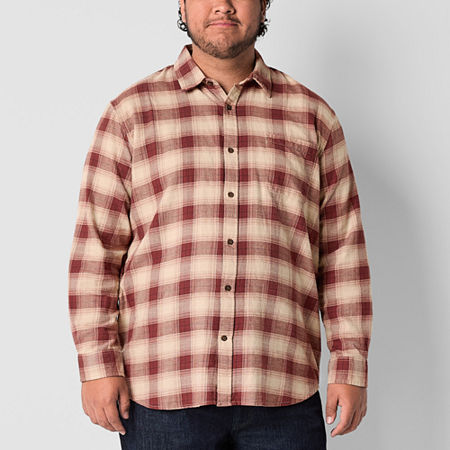 mutual weave Lightweight Big and Tall Mens Regular Fit Long Sleeve Flannel Shirt, 4x-large Tall, Red