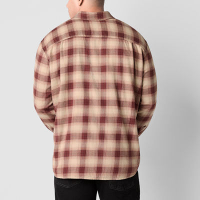 mutual weave Big and Tall Mens Easy-on + Easy-off Adaptive Regular Fit Long Sleeve Plaid Button-Down Shirt