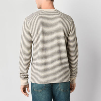 mutual weave Waffle Stripe Mens Long Sleeve Henley Shirt