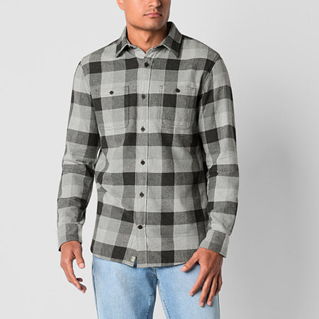 Mutual Weave Mens Regular Fit Long Sleeve Flannel Shirt, Small, Gray