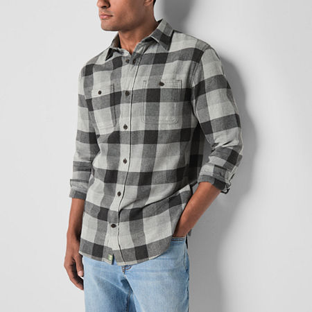 Mutual Weave Mens Regular Fit Long Sleeve Flannel Shirt, Small, Gray