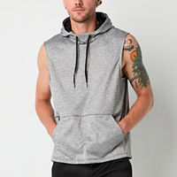 Xersion Performance Fleece Mens Sleeveless Hoodie, Large, Gray