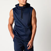 Xersion Performance Fleece Mens Sleeveless Hoodie, Small, Blue