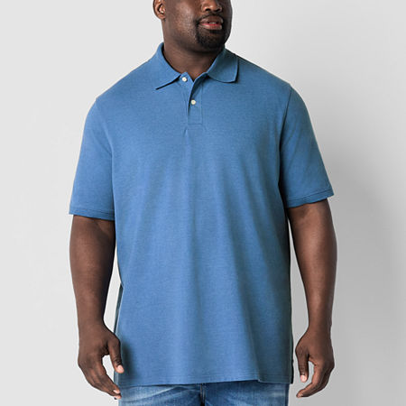 St. John's Bay Premium Stretch Big and Tall Mens Regular Fit Short Sleeve Polo Shirt, Medium Tall, Blue