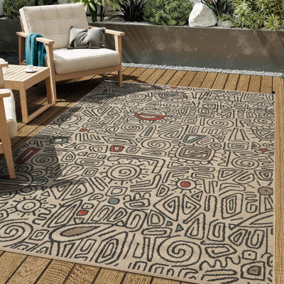 Evette Rios X LR Home Abstract Tribal 24"X36" Indoor Outdoor Rectangular Accent Rug
