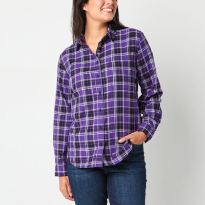 St. John's Bay Womens Long Sleeve Regular Fit Button-Down Shirt