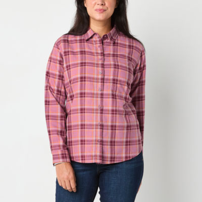 St. John's Bay Womens Long Sleeve Regular Fit Button-Down Shirt