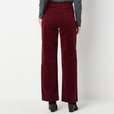 St. John's Bay Womens Mid Rise Wide Leg Corduroy Pant