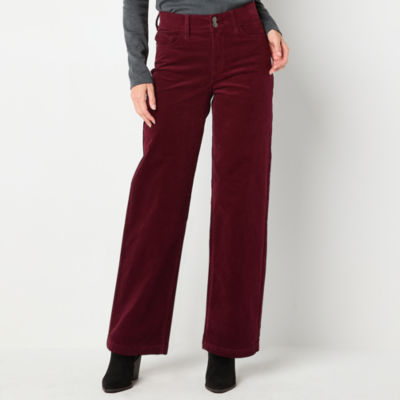 St. John's Bay Womens Mid Rise Wide Leg Corduroy Pant